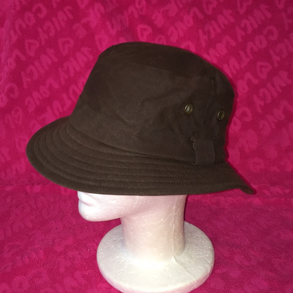Henschel Hat Co 💯 cotton oil cloth all weather bucket hat rain cap vented USA